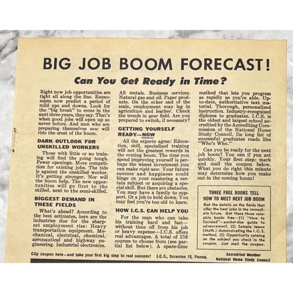 ICS International Correspondence School Print Ad Vintage 1963 Job Boom - Picture 4 of 6